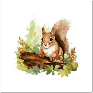 Watercolor squirrel Posters and Art